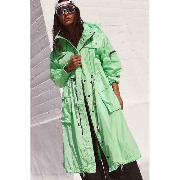 Free People Jackets & Blazers - NWT Free People Movement Aurora Maxi Windbreaker Parka Jacket Neon Lime XS $228